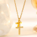 Double Cross Necklace Women Luxury Zircon Cross Pendant Clavicle Chain Daily Office Jewelry