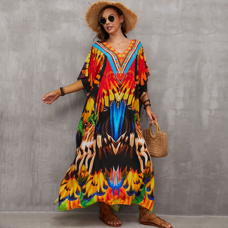 Rayon Engineered-Print Beach Robe ¨C Vacation Bikini Cover-Up, Women¡¯s Swimsuit Outerwear