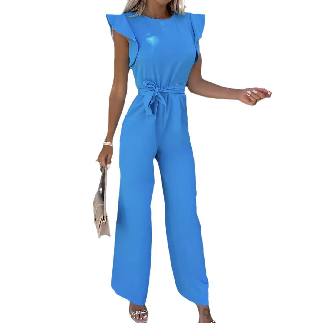 High Waist Commuter Strap-Up Jumpsuit - Summer Wide Leg Streetwear Jumpsuit
