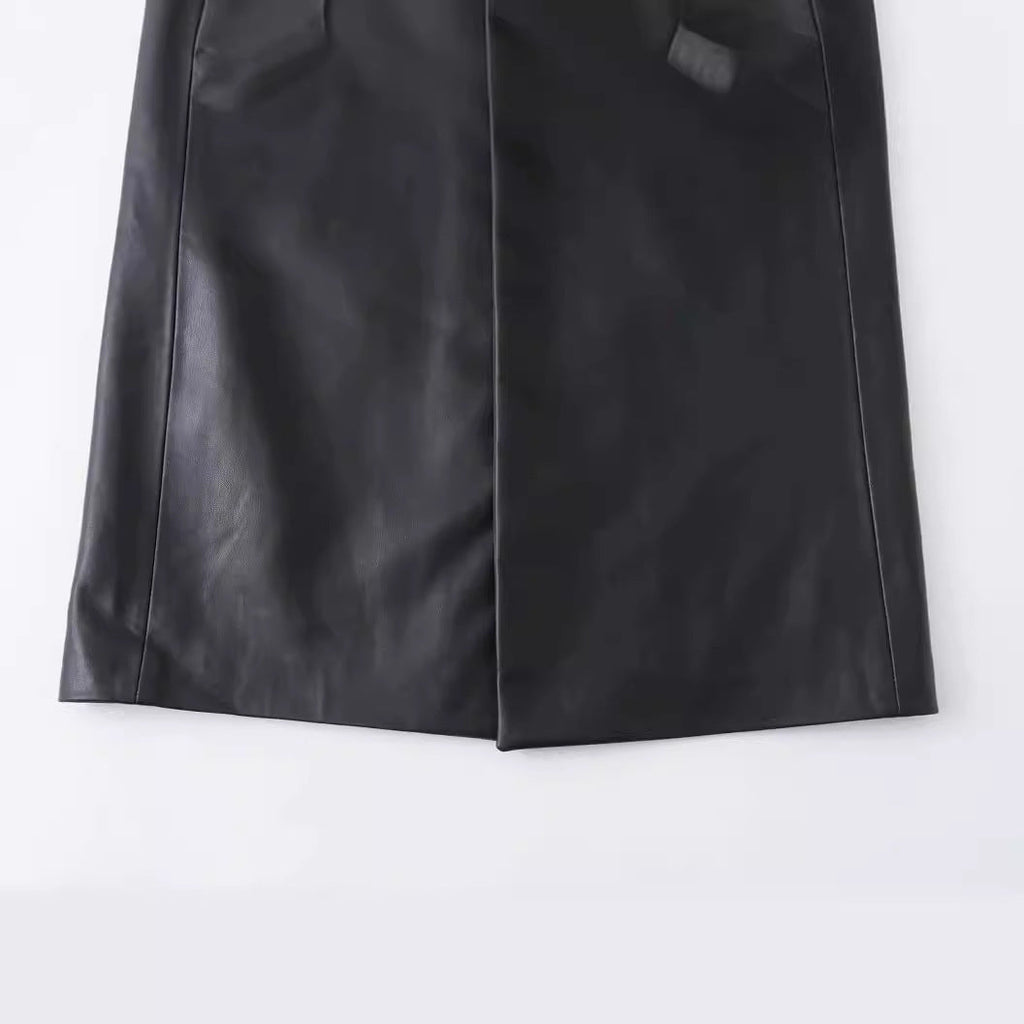 Women Loose-Fit Faux Leather Coat