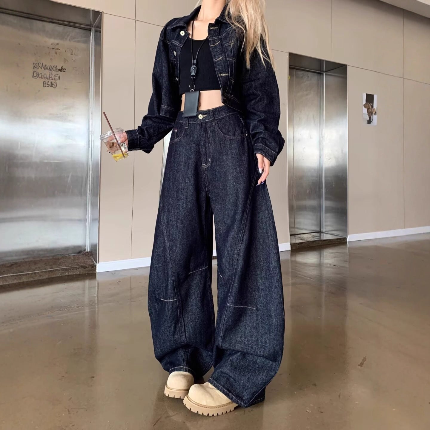 Designer Distressed Denim  Cropped Jacket