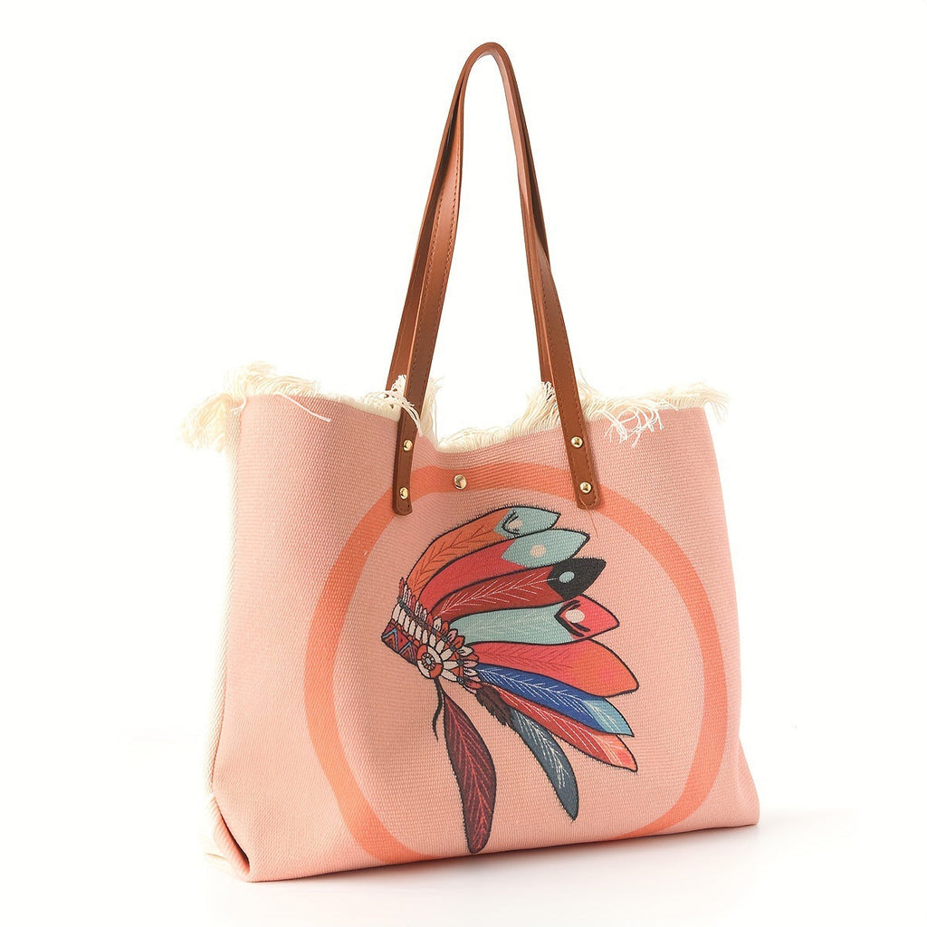 Fashion Large Tote Bag – High-Aesthetic Printed Handbag, Ethnic Style Travel Shoulder Shopper