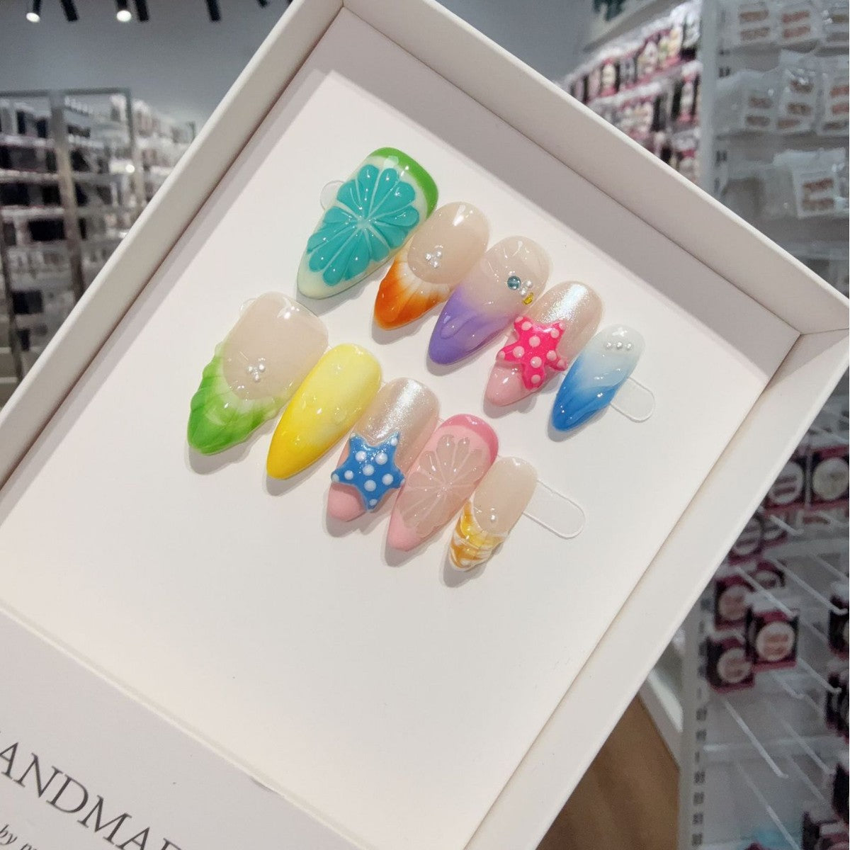 Press on Nails Pure Multi-Color French 3D Carved Nail Sheet