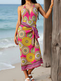 Triangle Sexy One Piece Tropical Print Swimsuit Women's Two Piece Set