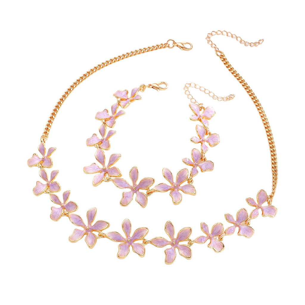 Fashion Geometric Flower 3D Vacation Style Necklace & Bracelet Set
