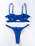 INS Internet Celebrity Lace Embroidery Mesh See through Sexy Lingerie 2 piece Set