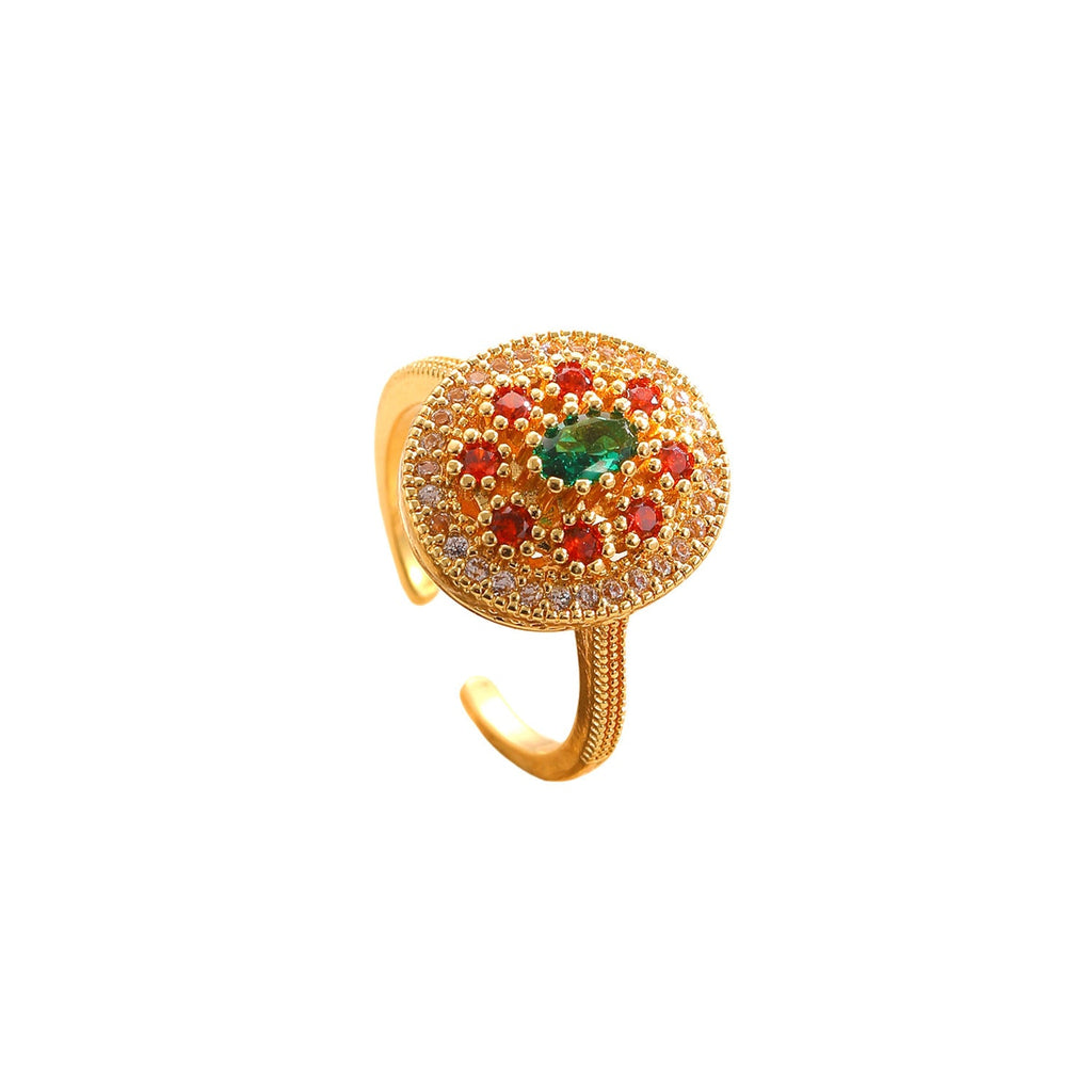 Luxury Oval Zircon Inlaid Ring French Vintage Elegant Dainty Index Finger Ring