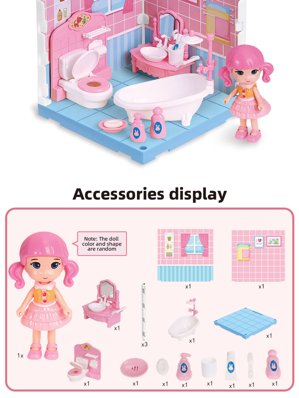 Mini Home Accessories DIY Doll House Furniture Assembly Model Simulated Bedroom Kitchen Decoration Pretend Play Toy Girl Gift