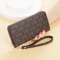 Long Wallet Female Male Key Item Saffiano Continental Zip Around Wallet with Wristlet Strap Clutch Printed Multi-Card Large Capacity Wrist Bag