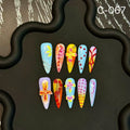 Handcrafted Pinch Hand Painted Colorful Carving Press on Nails Dopamine Patch Stereoscopic Wholesale