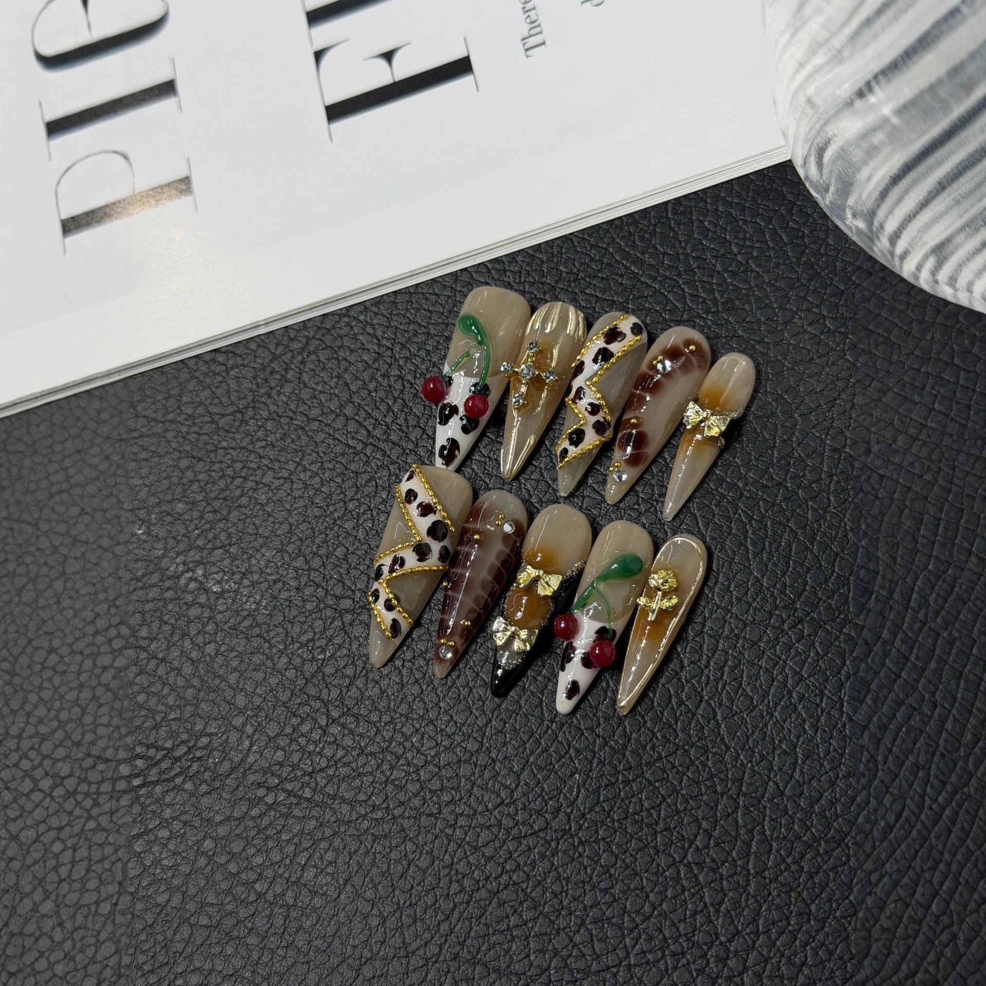 Volcano Babes Handcrafted Press on Nails Piece Carving