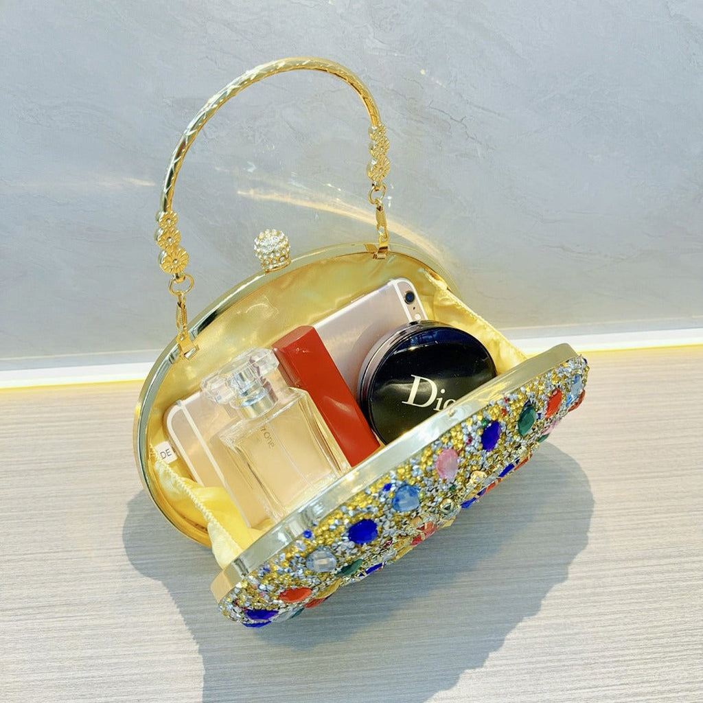 Clutch Purses for Women Evening Bag Nude Purse Luxury Handbag Bride Wallet Glitter Multicolor Rhinestone Bags