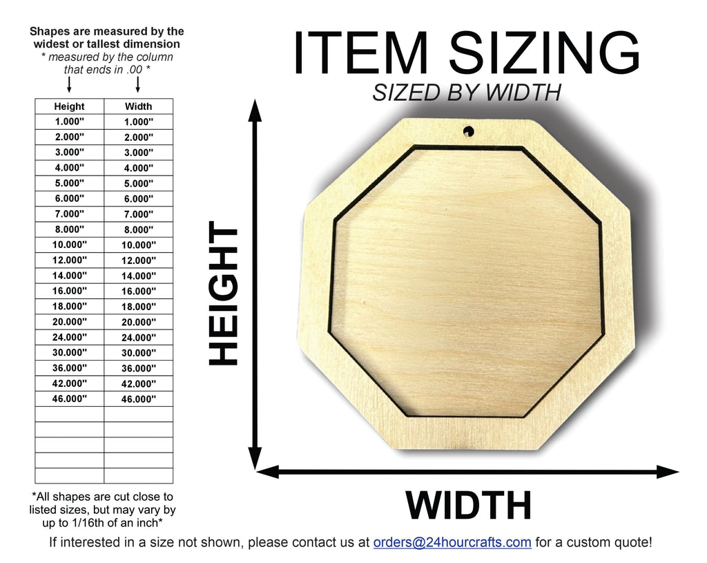 Unfinished Wood 2 Layer Octagon Shadowbox Shape | DIY Craft Cutout | up to 46" DIY