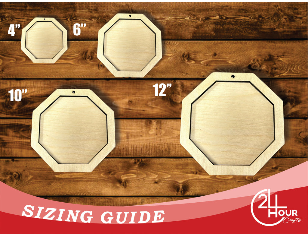 Unfinished Wood 2 Layer Octagon Shadowbox Shape | DIY Craft Cutout | up to 46" DIY