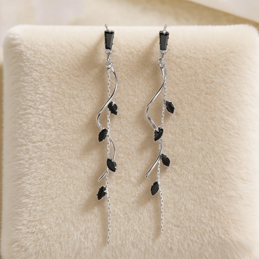 Vintage Long Zircon Tassel Earrings
