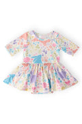 Pastel Floral Bunnies 3/4 Sleeve Twirl Bodysuit