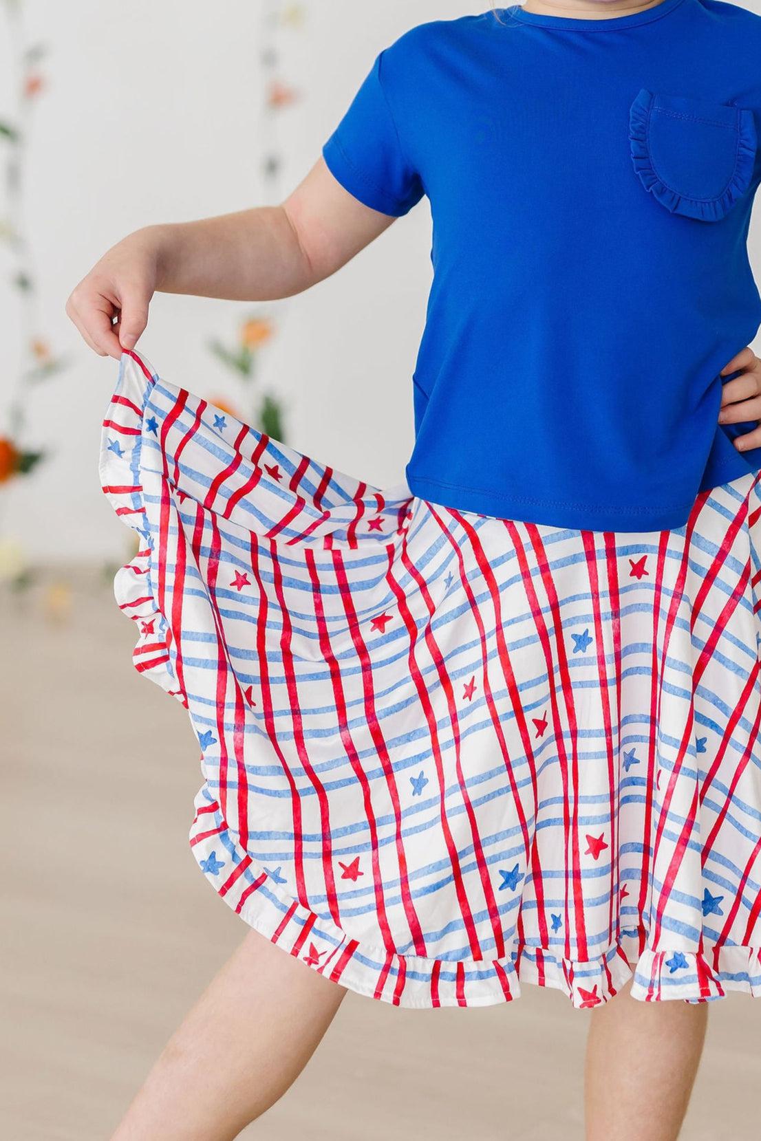 SALE Patriotic Plaid Ruffle Twirl Skort