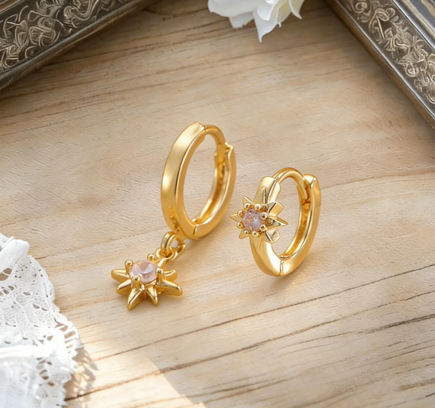 Delicate Mini Asymmetric Eight-Pointed Star Ear Cuffs