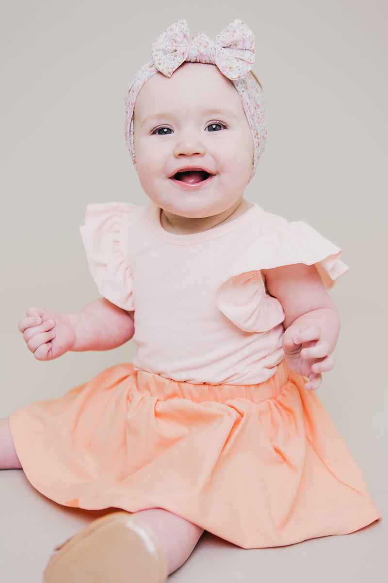 Peach S/S Flutter Bodysuit