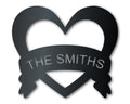 Metal Custom Bannered Heart Wall Art - Metal Sign - 14 Color Options