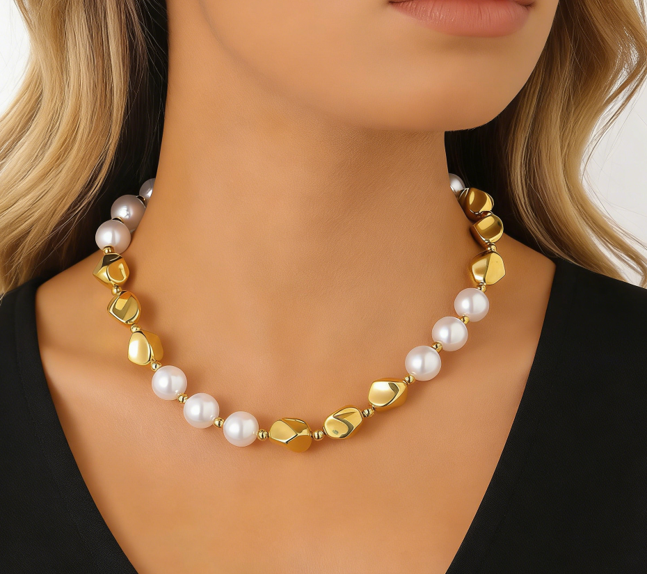 Light Luxury Irregular Metal & Faux Pearl Necklace