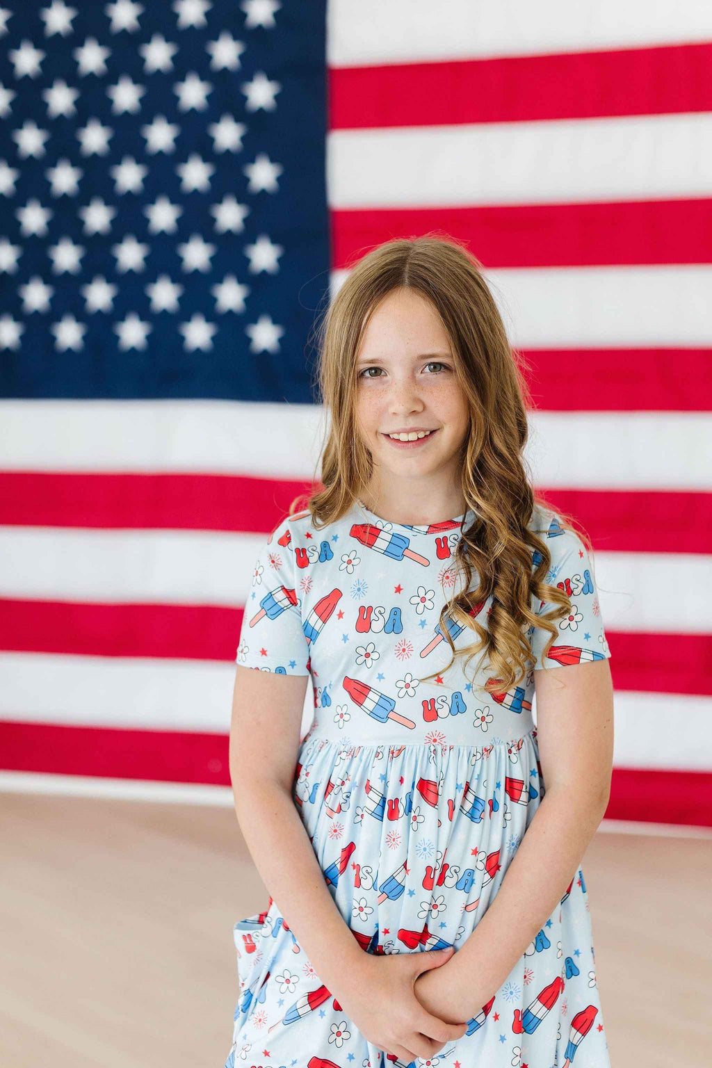 SALE Proudly Patriotic S/S Pocket Twirl Dress