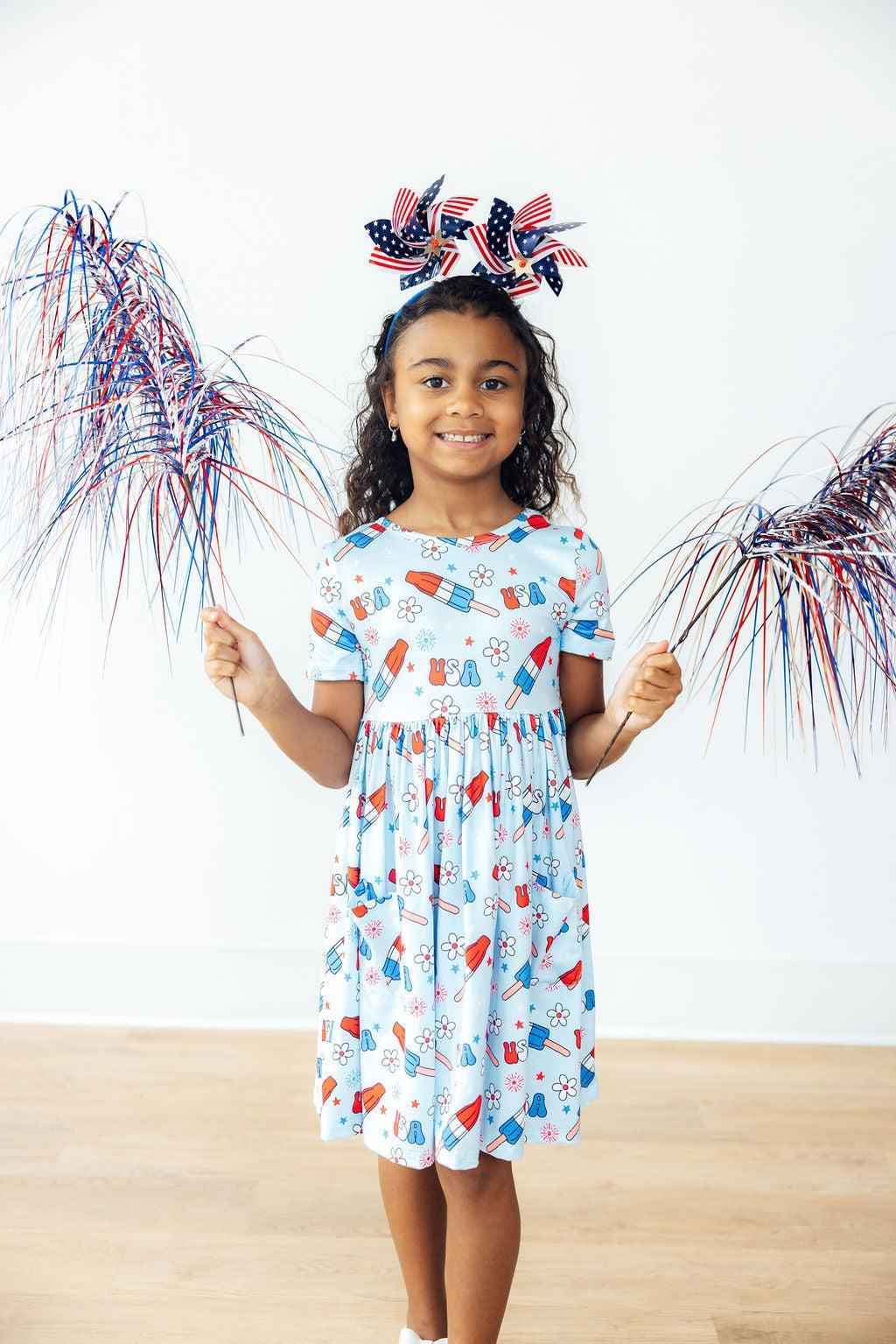SALE Proudly Patriotic S/S Pocket Twirl Dress