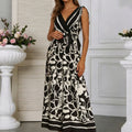 Summer Trendy Casual V-Neck Print Sleeveless Jumpsuit