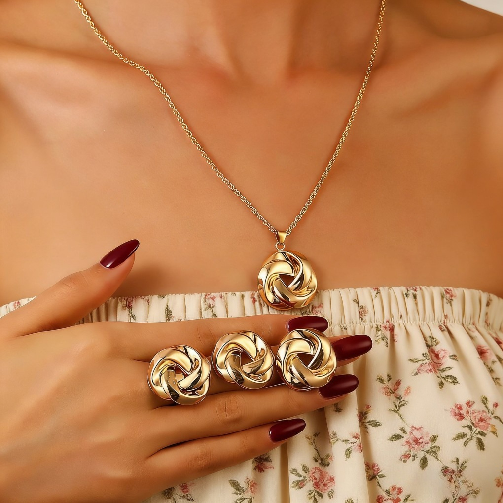 Twist Necklace, Earrings & Ring Set