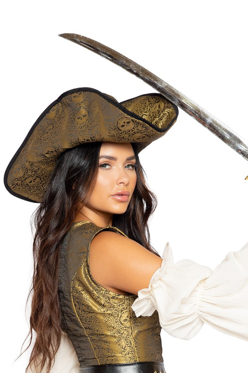 Gold Skull Pirate Hat