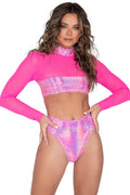 Metallic High Waisted Bikini Shorts