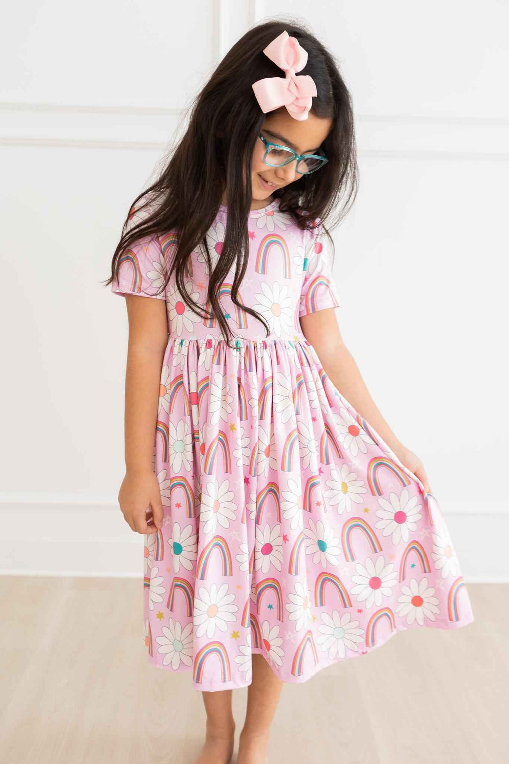 Rainbow Daisies S/S Pocket Twirl Dress
