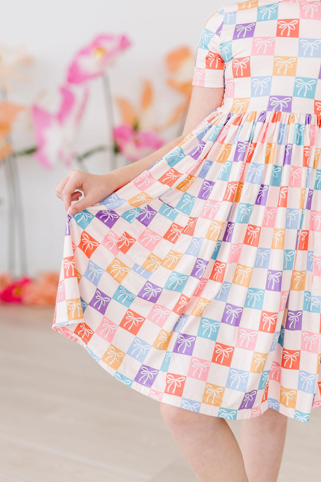 SALE Rainbow Ribbons S/S Pocket Twirl Dress