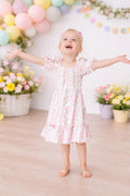 Rosebud Bows Smocked Ruffle Dress