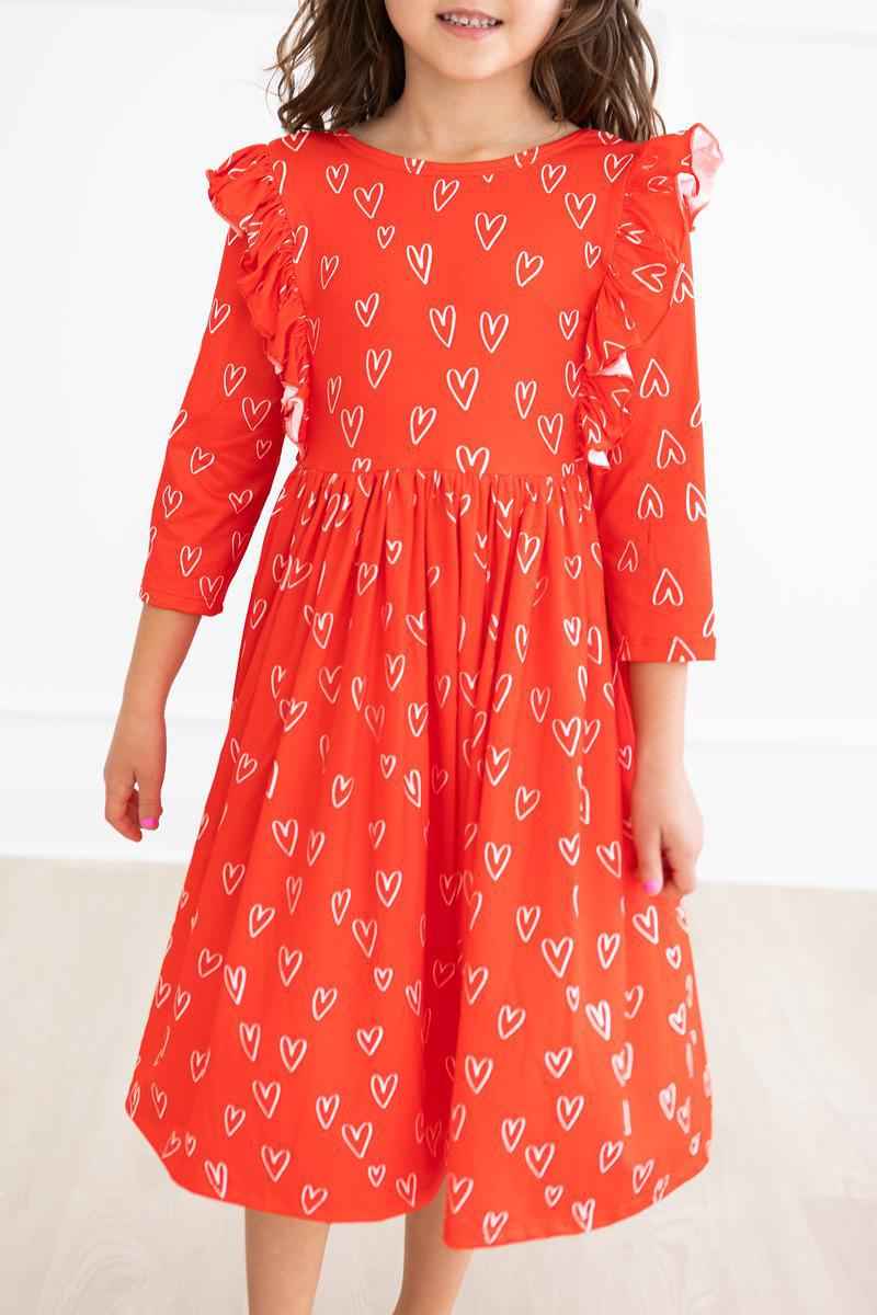 SALE Roses are Red Ruffle Twirl Dress