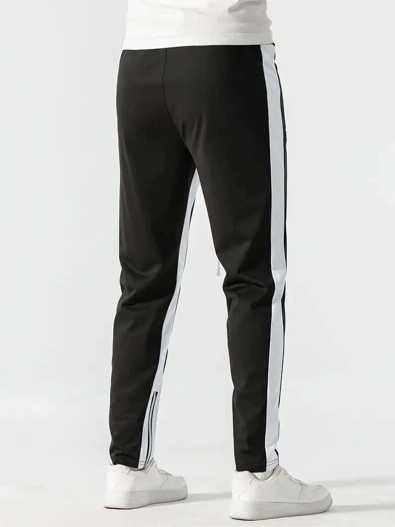 Men Sweatshirts Jogging Pants Men Casual Pants Men Stylish Color Block Zip Pockets Drawstring Sports Skinny Pants Trousers Pants