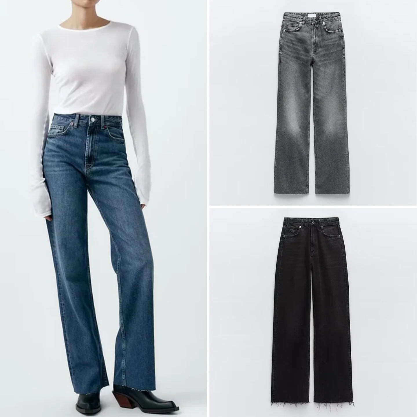 Women's High Waist Wide Leg Denim Pants
