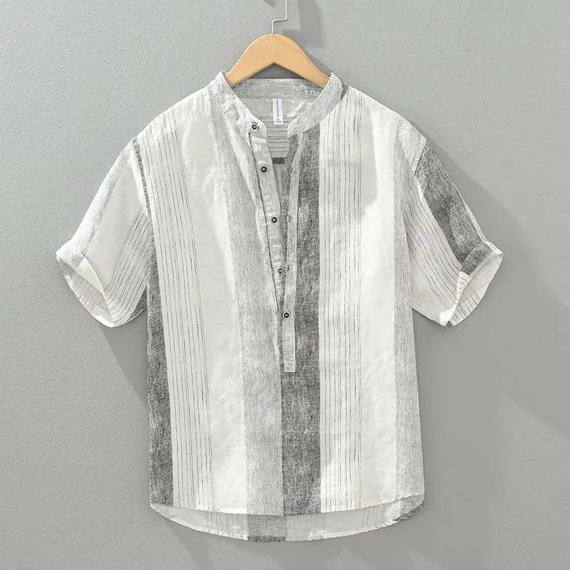 Striped Male Shirts Loose Short Sleeve Men's Shirt Elegant New In Casual Clothes Sale High Quality Luxury Normal Aesthetic Tops