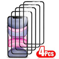 4PCS Full Cover Protective Glass For iPhone 13 12 11 Pro Max Screen Protector For iPhone 6 7 8 Plus X XR Xs SE 2020 Mini Glass  Full Glue Big Curved Edge Flexible Tempered Glass for iPhone