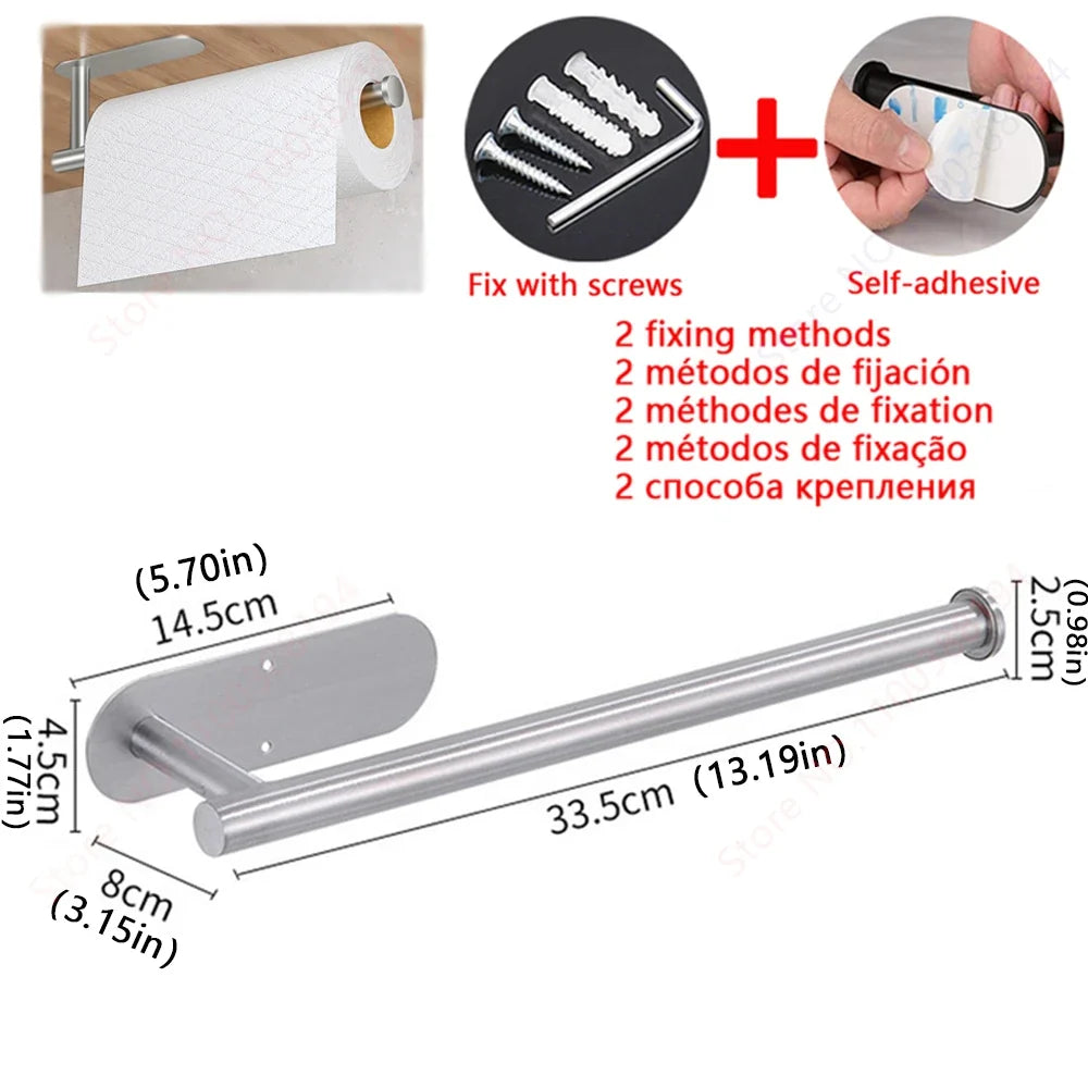 Adhesive Bathroom Hardware Accessories Towel Rack Toilet Paper Dispenser Holder Wall Coat Hooks Towel Rail Ring Roll Hanger Set