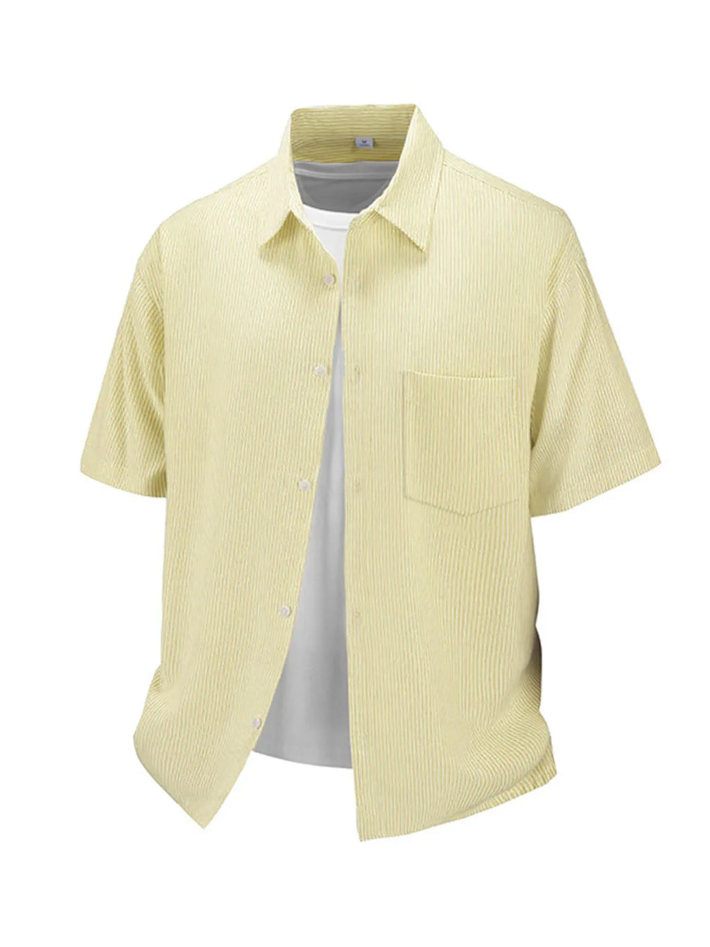 Short-sleeved shirt men's simple pinstripe high-end top summer loose and versatile new high-end men's shirt