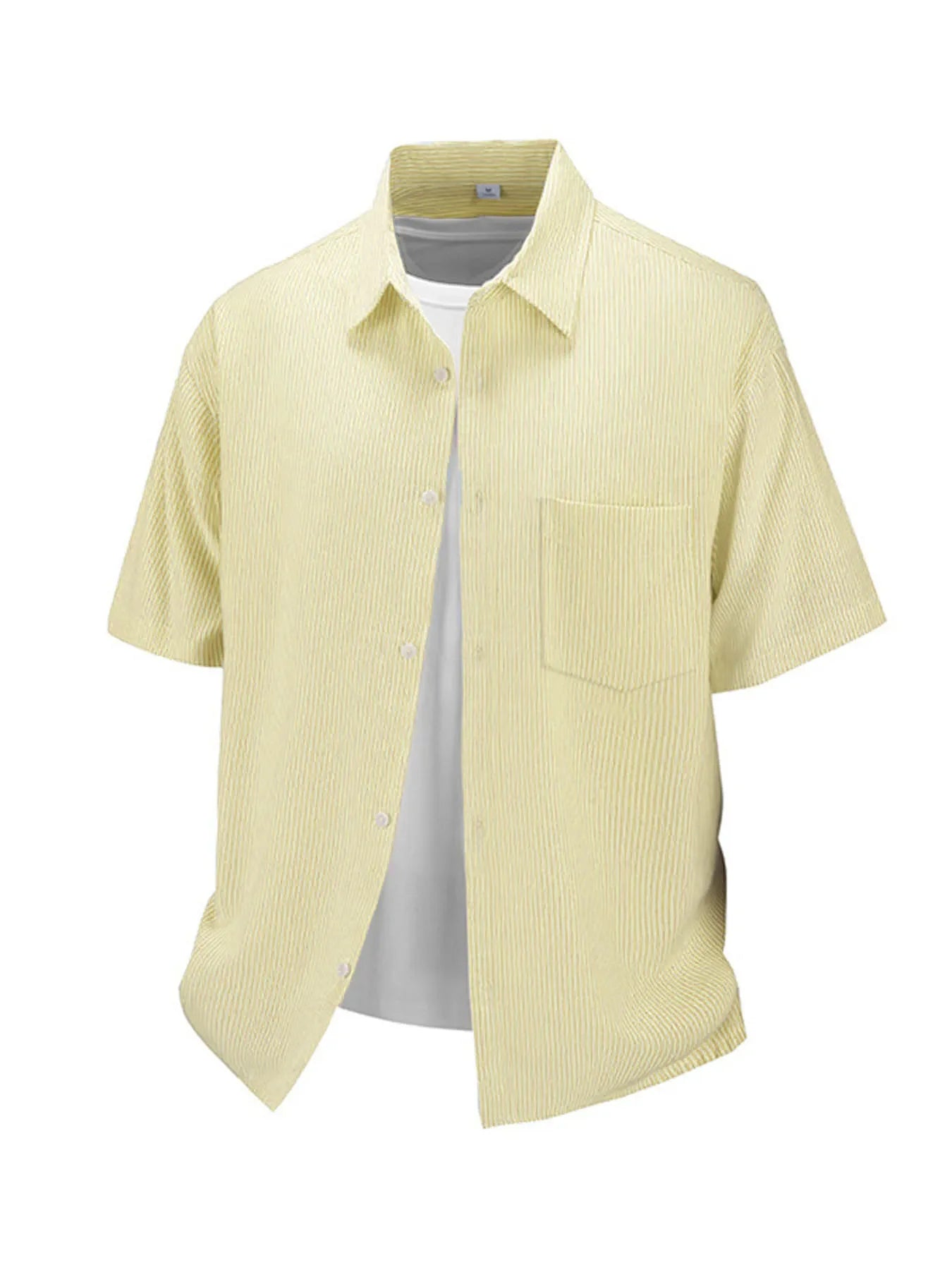 Short-sleeved shirt men's simple pinstripe high-end top summer loose and versatile new high-end men's shirt