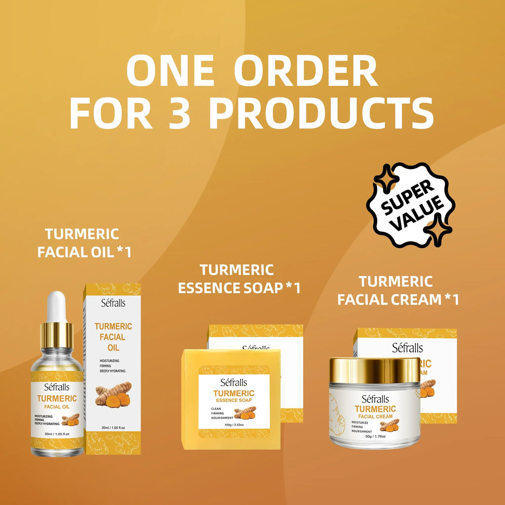 Séfralls Turmeric Skincare Set for All Skin TypesFirming moisturising deep cleansing anti-wrinkle nourishing blemish reduction