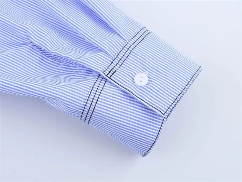 Spring Shirts Tops Women's 2025 New Chic Striped Slim Elegant Office Women's Shirt Fashion Street Youth Long-Sleeved Shirt
