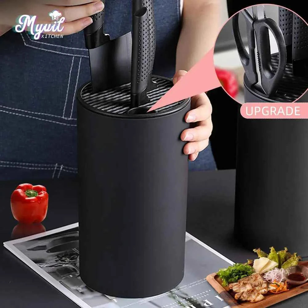 Kitchen Accessories 8.8 inch Kitchen Knife Holder Drainable Chef Knife Stand Plastic Knife Holder Bucket Kitchen Storage Tools