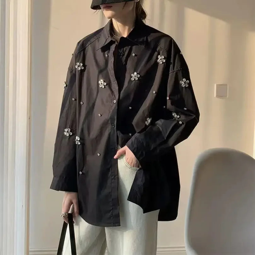 New  Spring  Loose Casual Cotton Buttons Up Shirts For Women Long Sleeve Top Korean Popular Oversized Blouse Clothes