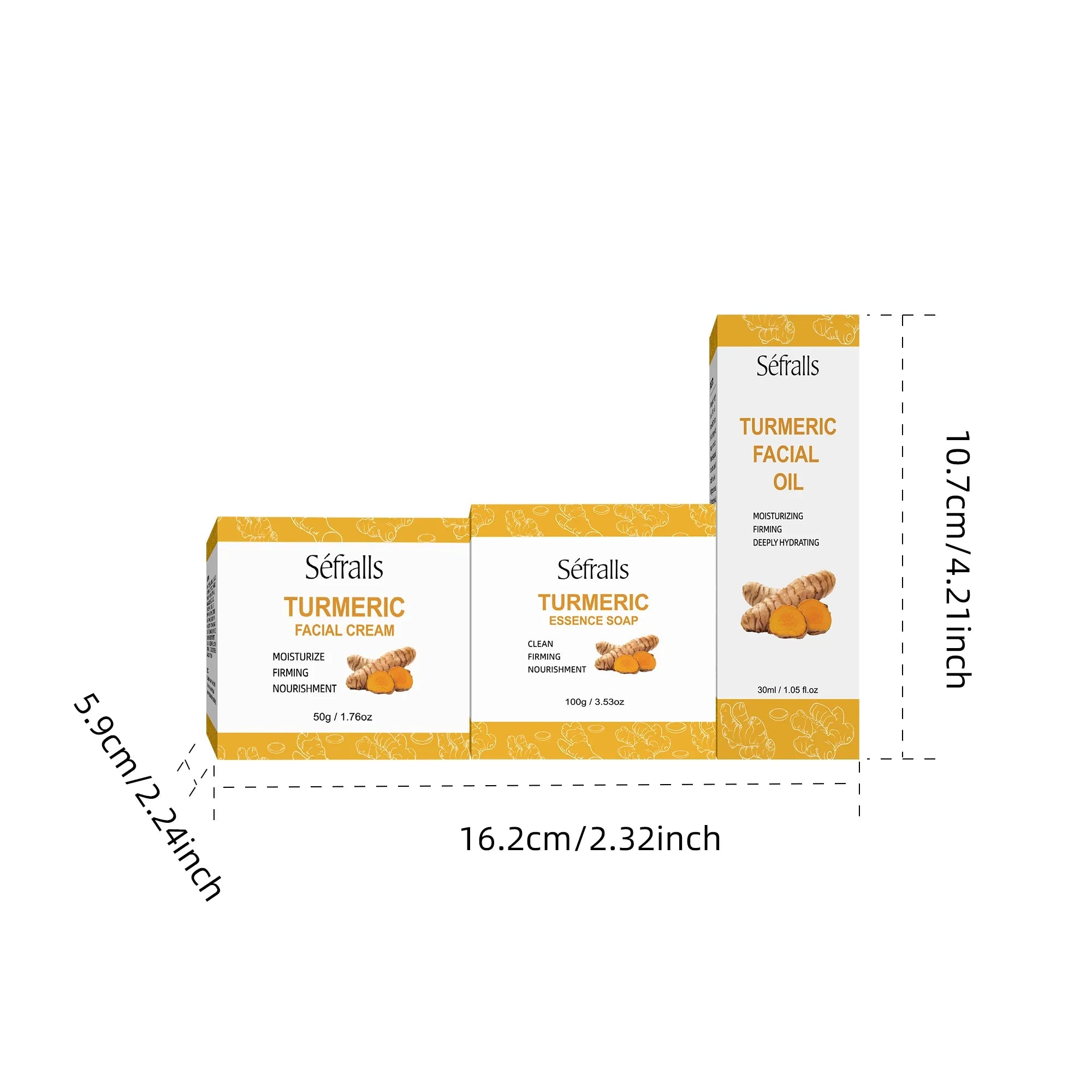 Séfralls Turmeric Skincare Set for All Skin TypesFirming moisturising deep cleansing anti-wrinkle nourishing blemish reduction
