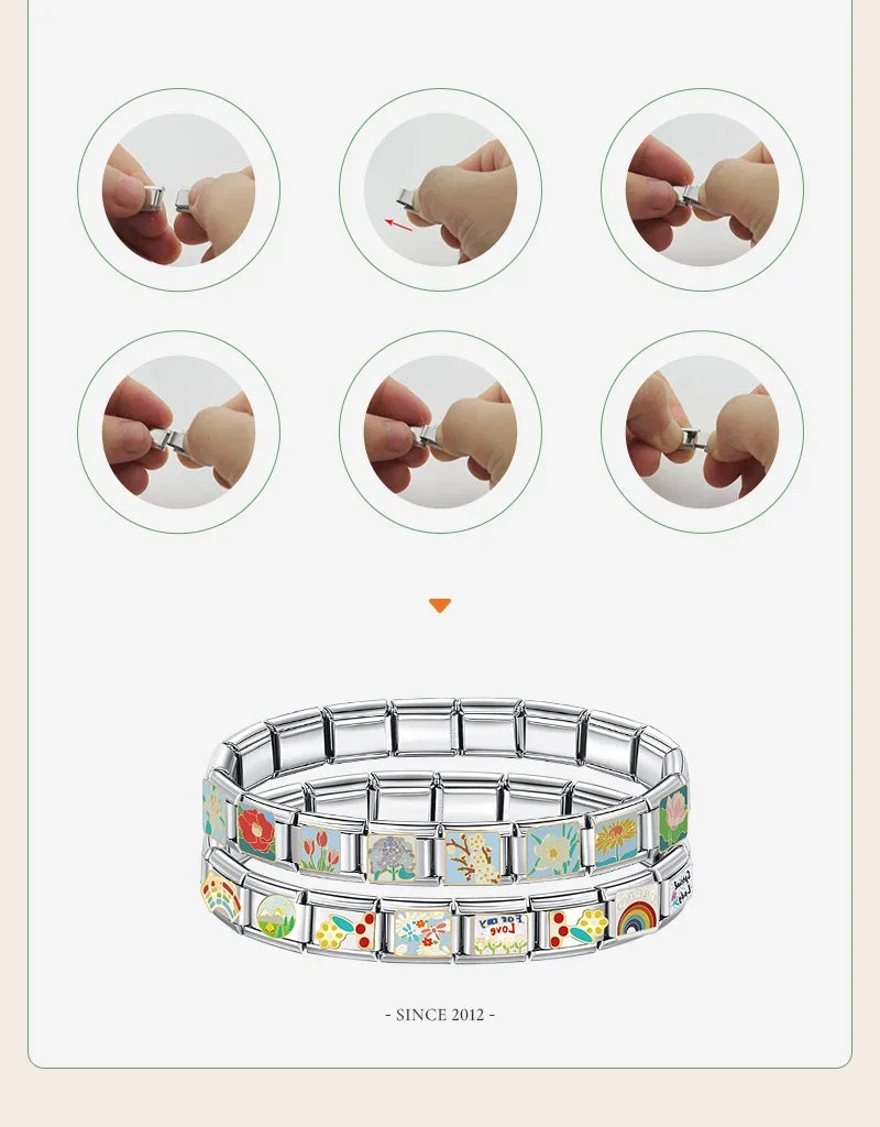 Hapiship 2024 Top Fashion Eye Moon Star Fish Spider Poker Queen Charm Italian Links Fit 9mm Bracelet Making DIY Jewelry DJ854