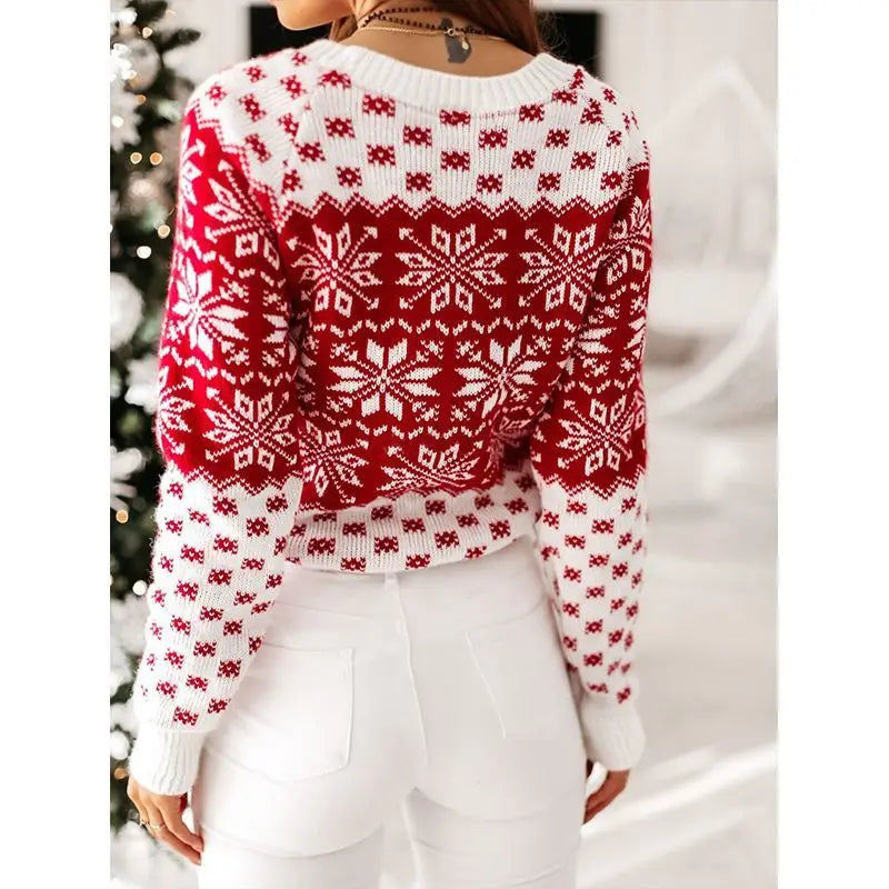 Women's Christmas Snowflake Knit Sweater