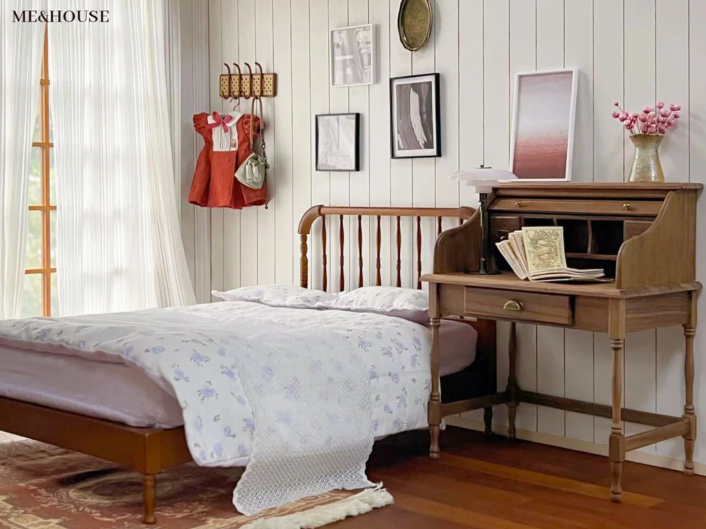 1/6  Dollhouse study Room Accessories  Mini Furniture Retro shutter desk